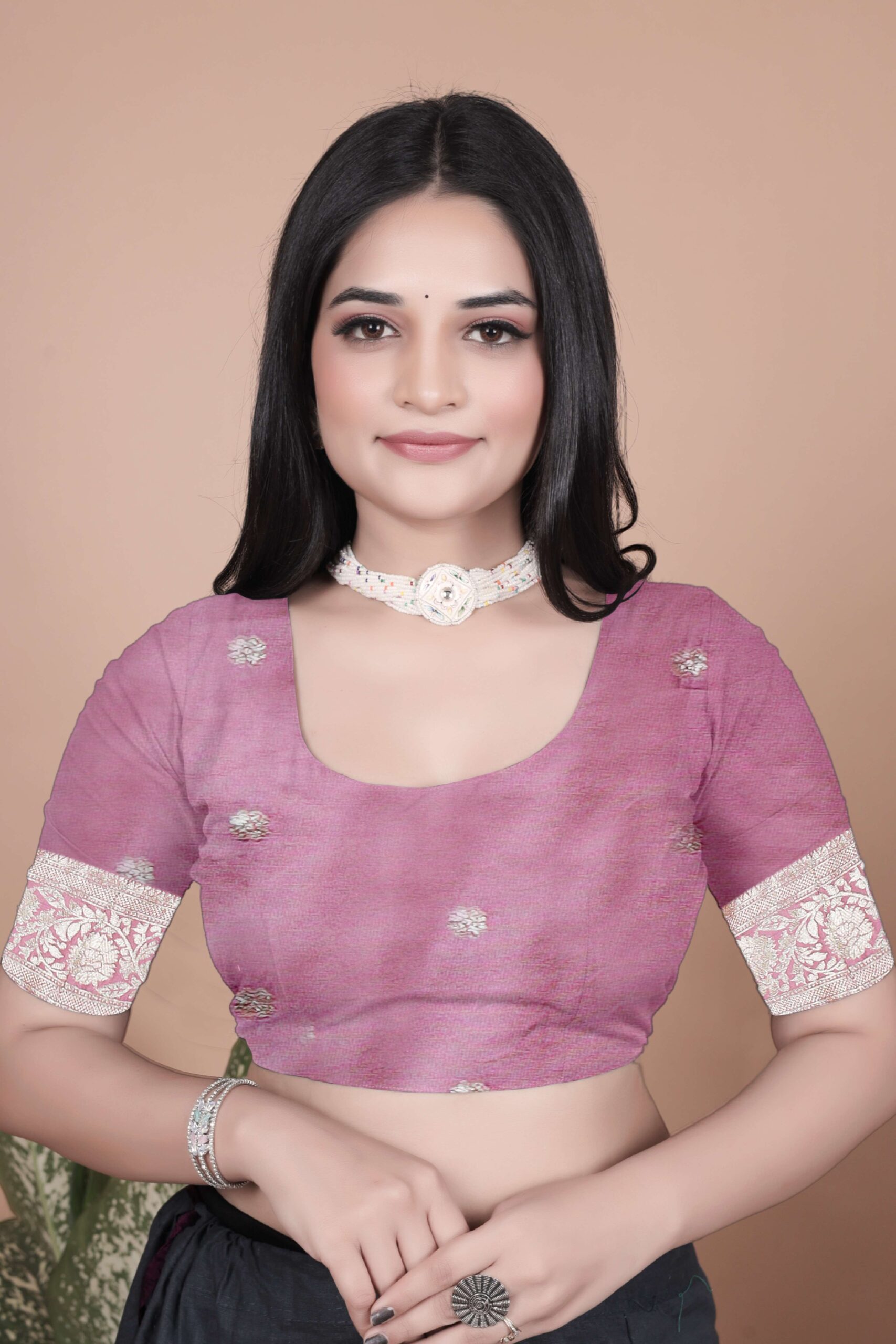 Rosewood Pink Banarasi Silk Saree with Golden Zari & Peacock Pallu | Wedding, Festive & Traditional Wear - Image 5